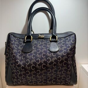 Celine C Macadam CanvasNavy Mini Boston Bag